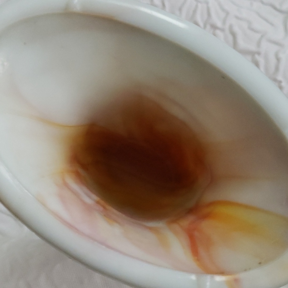 Small Akro Agate Lily Vase White and Orange Slag Depression Glass - Picture 15 of 16